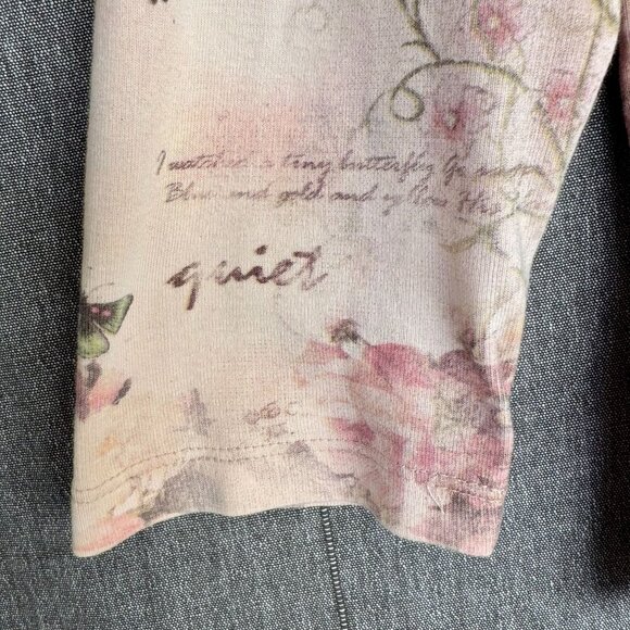 Y2K Cactus 100% Cotton Peach Pink Butterfly Gold Crystal Embelilshed Top Size M - Picture 7 of 11